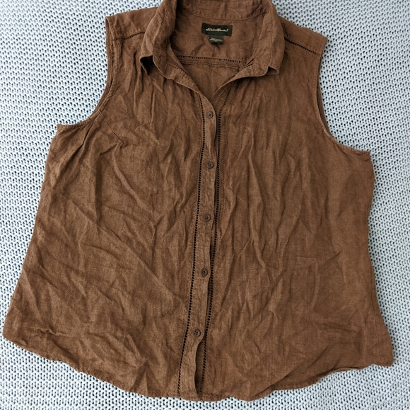 Eddie Bauer Tops - Eddie Bauer Sleeveless Linen Top